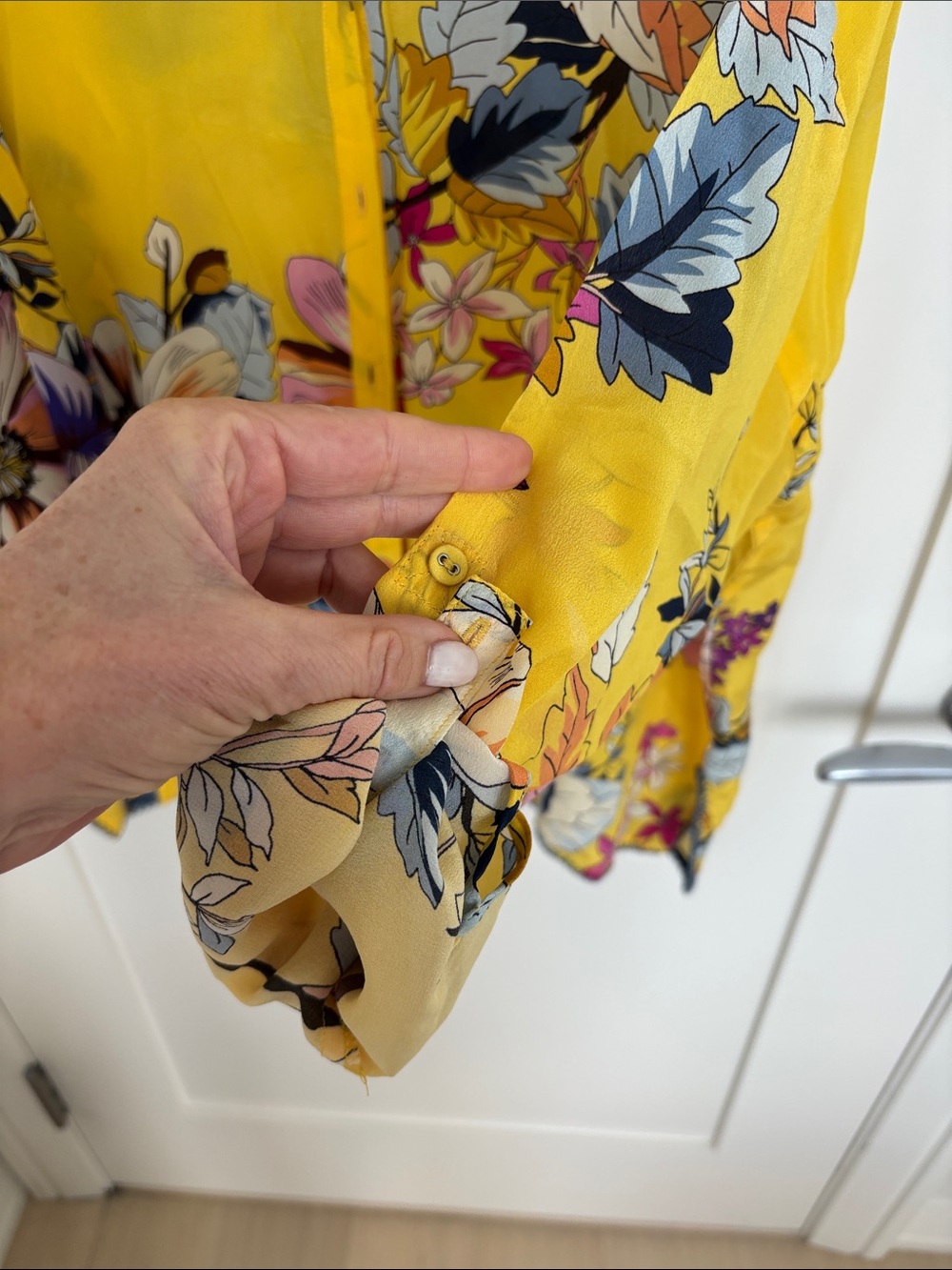 Johnny Was Yellow Floral Button-Down Blouse - Picture 4 of 4
